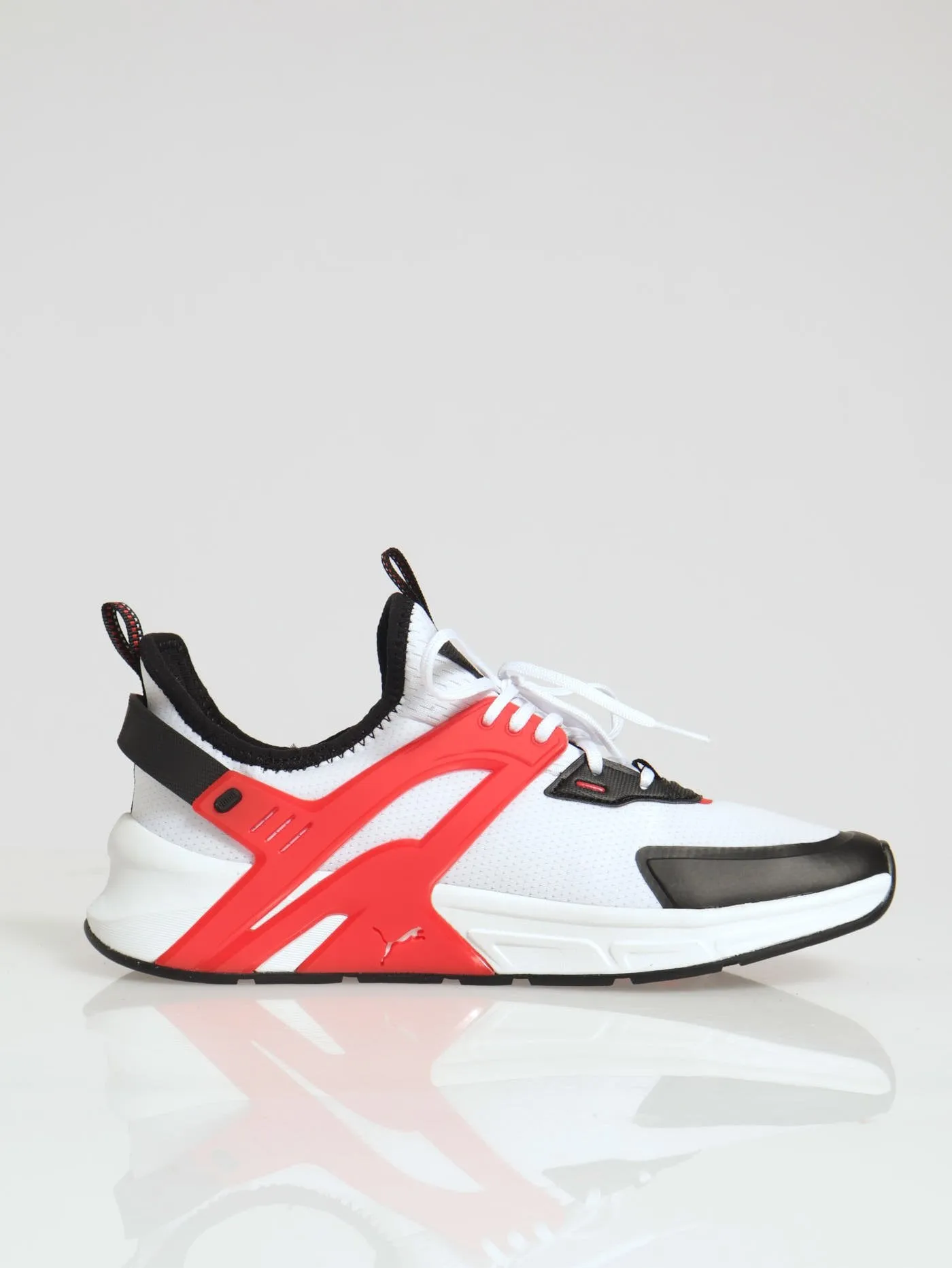 1Up Pacer Rubber Overlay Closed Toe Lace Up Sneaker - White/Red