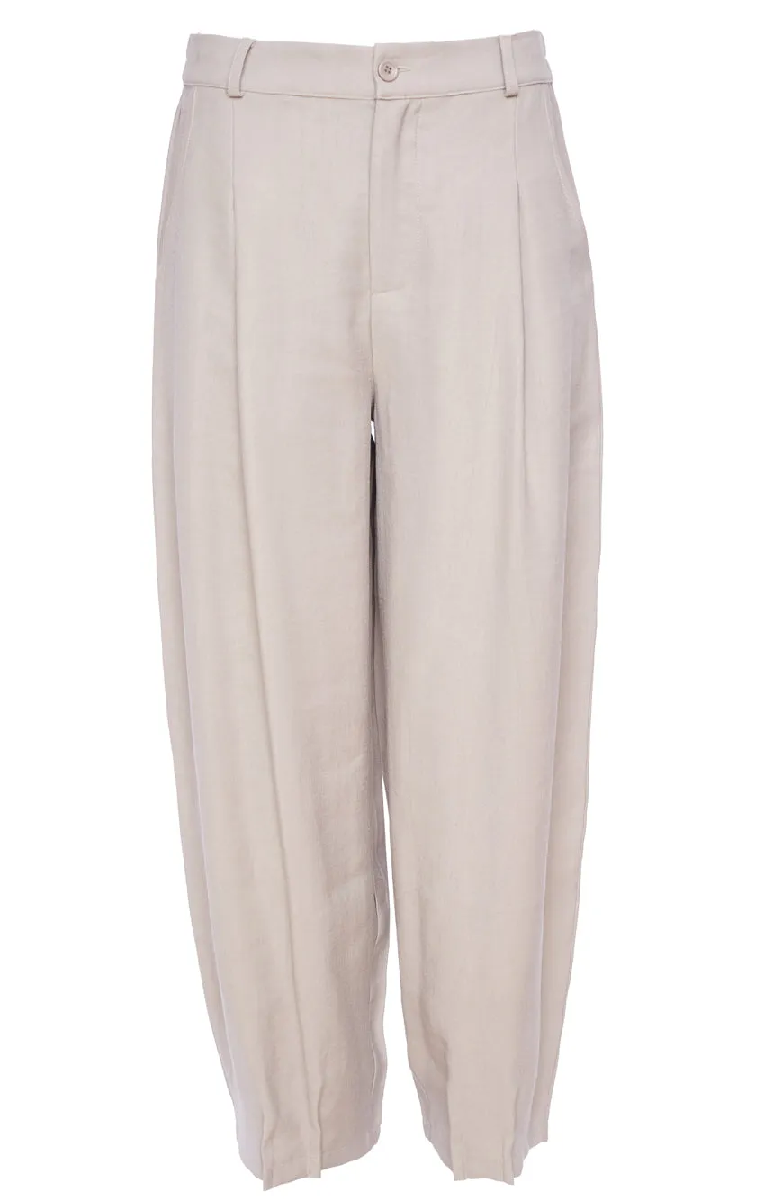 257 Naya Trouser with tuck hem- Cream