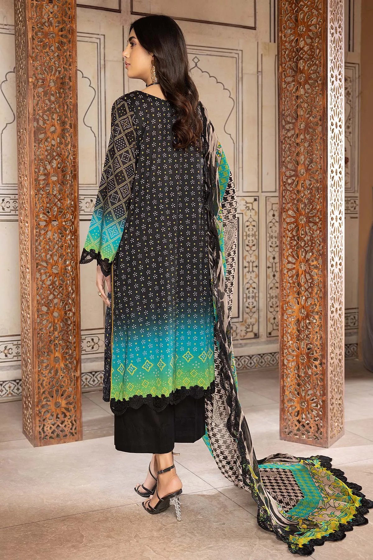 3-Pc Charizma Unstitched Lawn Suit With Embroidered Chiffon Dupatta CC23-18