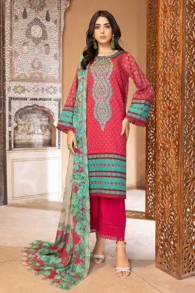 3-Pc Charizma Unstitched Lawn Suit With Embroidered Chiffon Dupatta CC23-19