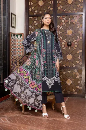 3-Pc Qaus C-Prints Printed Lawn Suit With Chiffon Dupatta QBW22-07-S