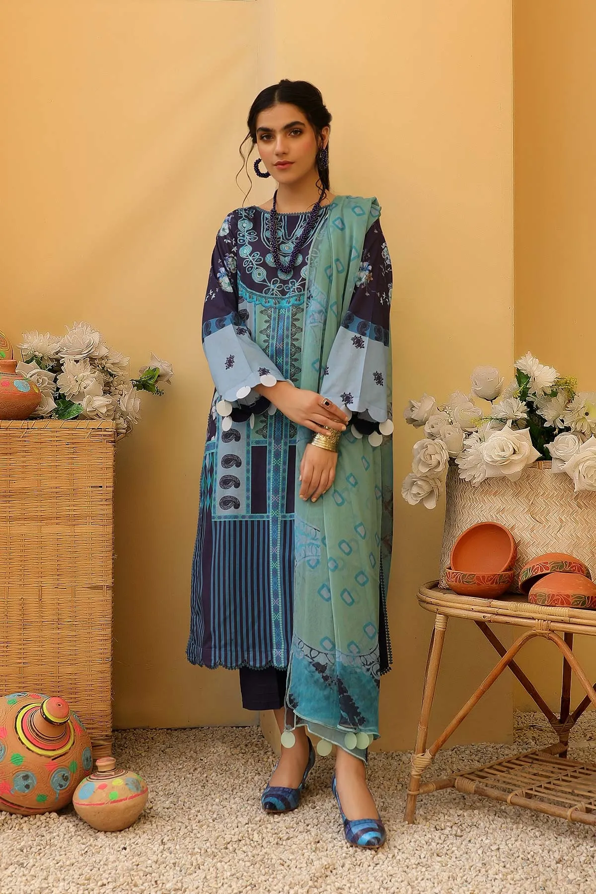 3-pc Unstitched Lawn with Chiffon Dupatta CP-61