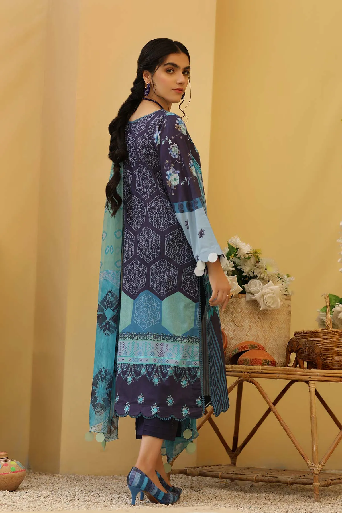 3-pc Unstitched Lawn with Chiffon Dupatta CP-61