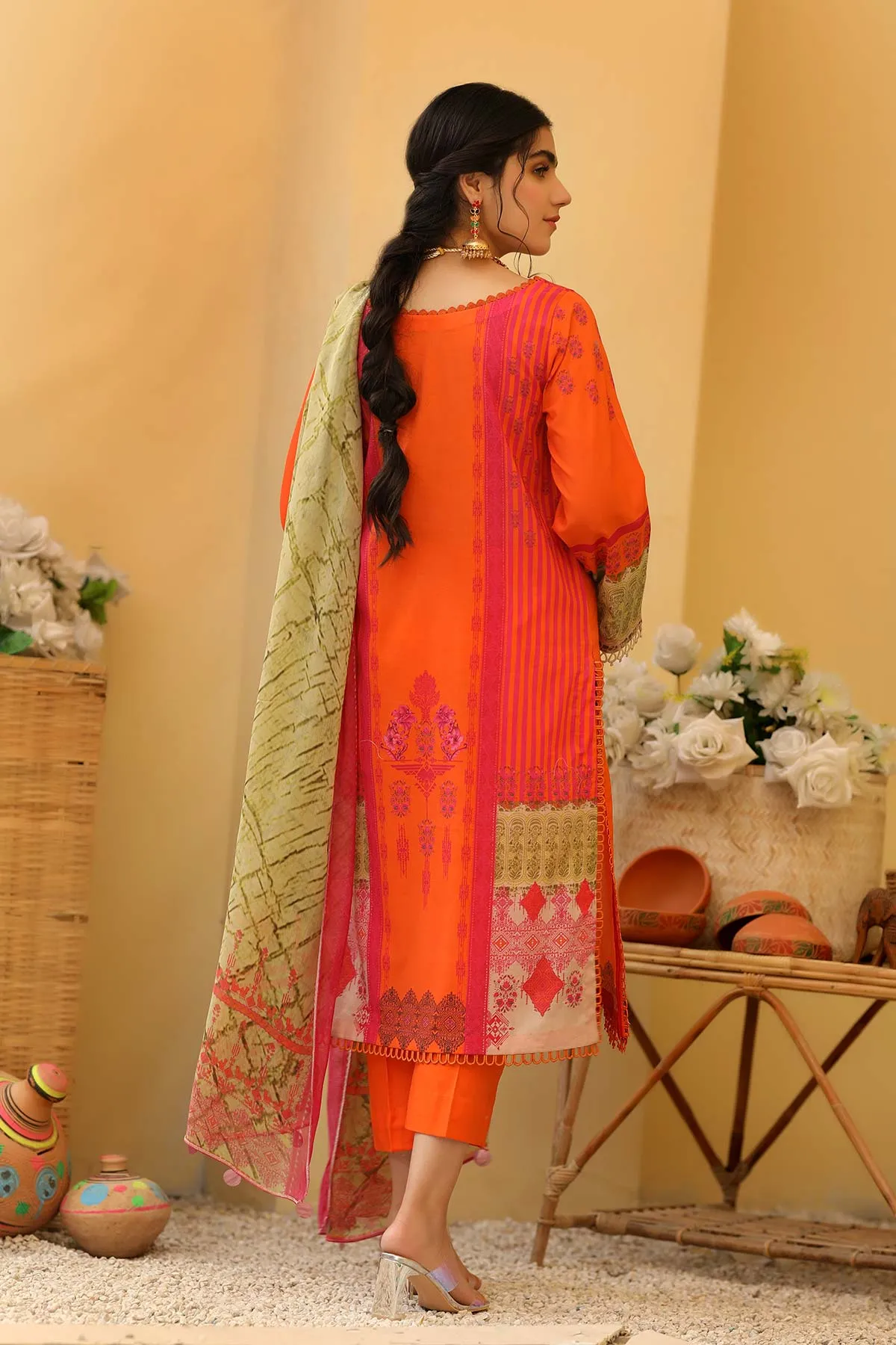 3-piece Unstitched Lawn with Print Chiffon Dupatta CP-25