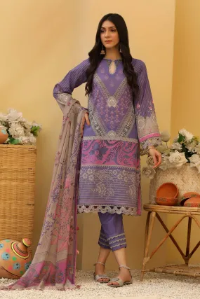 3-piece Unstitched Lawn with Print Chiffon Dupatta CP-33