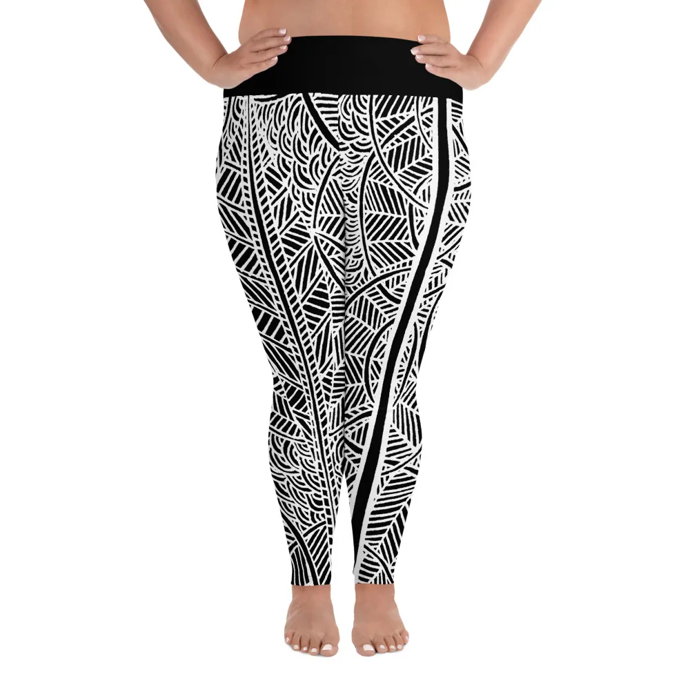 All-Over Print Plus Size Leggings Rain Over Underwater Plants