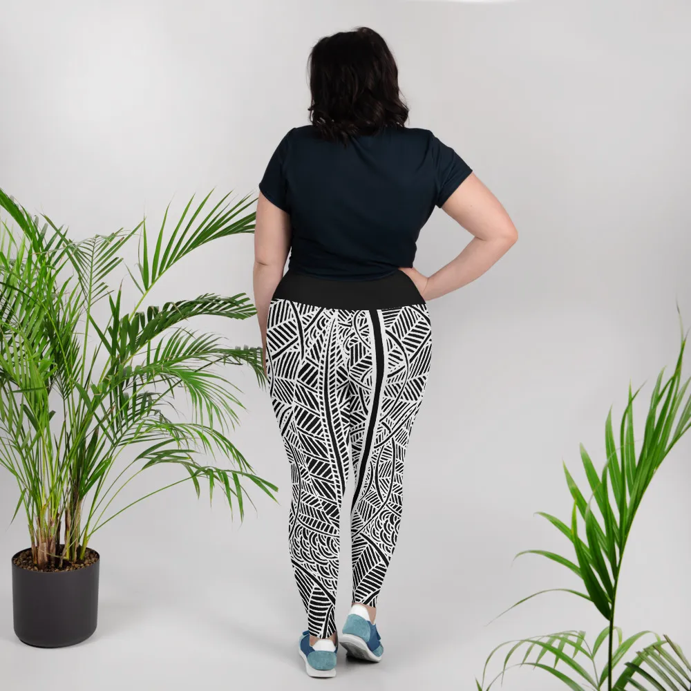 All-Over Print Plus Size Leggings Rain Over Underwater Plants