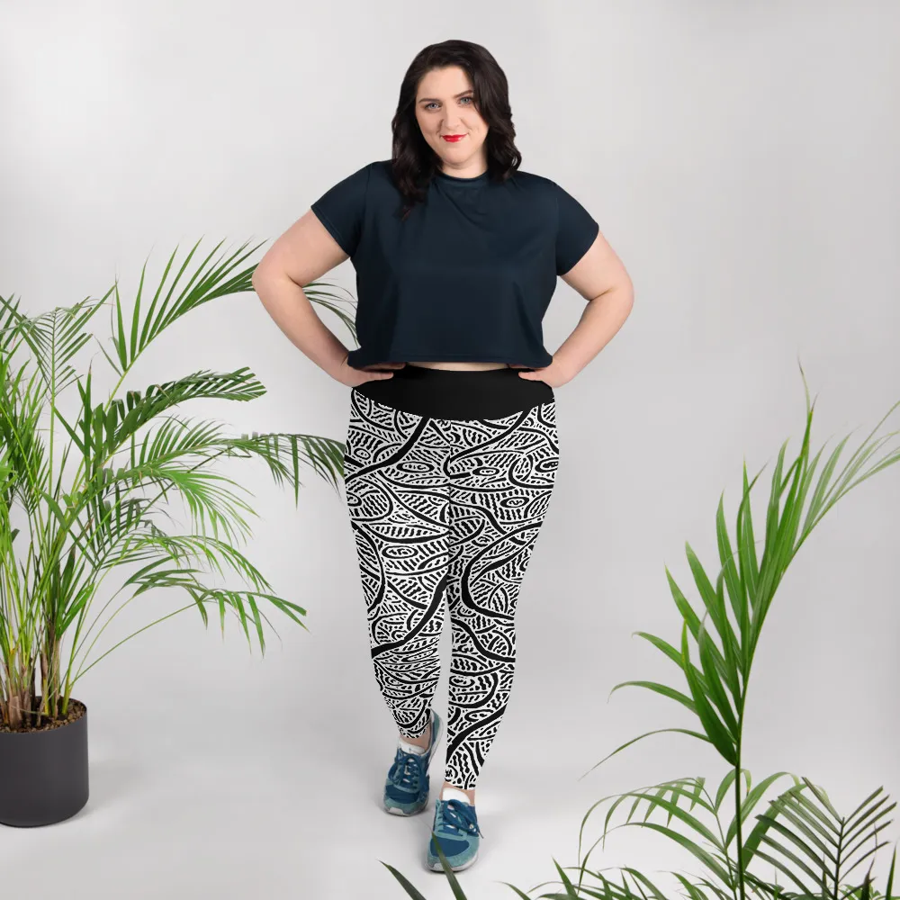 All-Over Print Plus Size Leggings Ripples