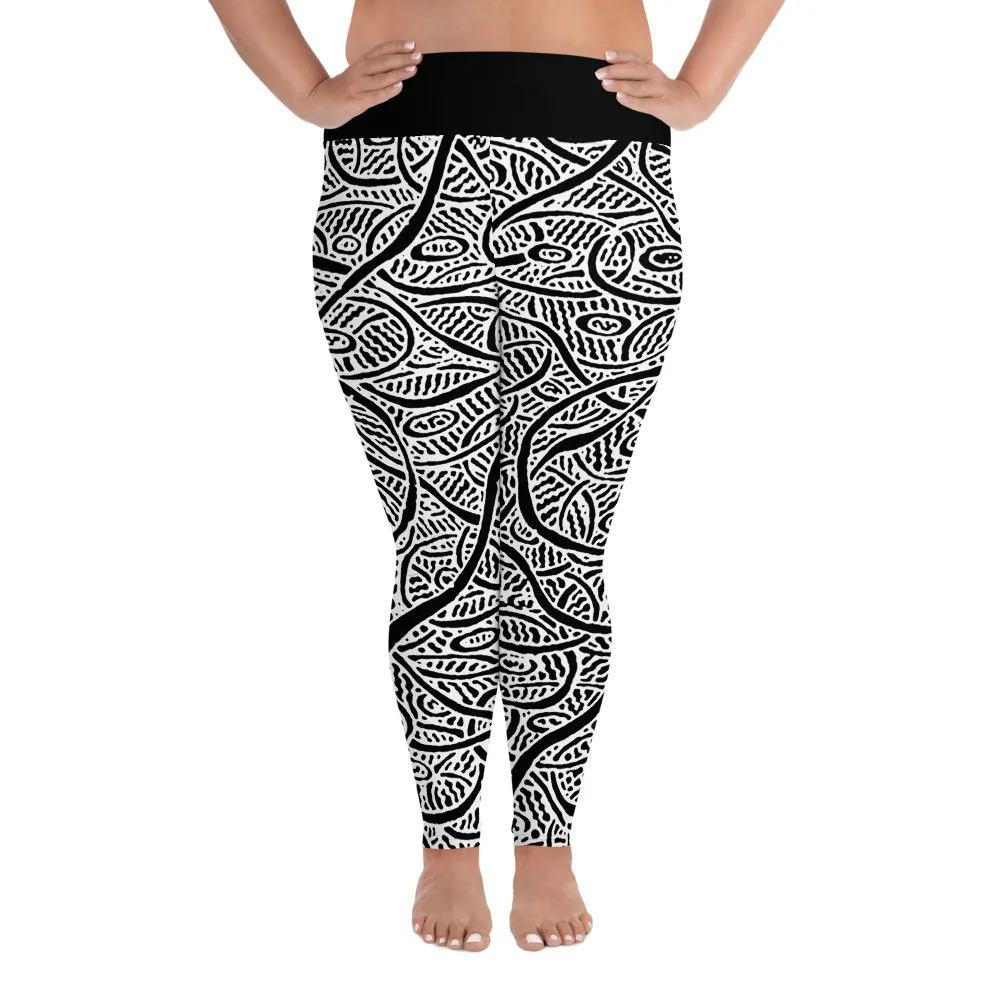 All-Over Print Plus Size Leggings Ripples