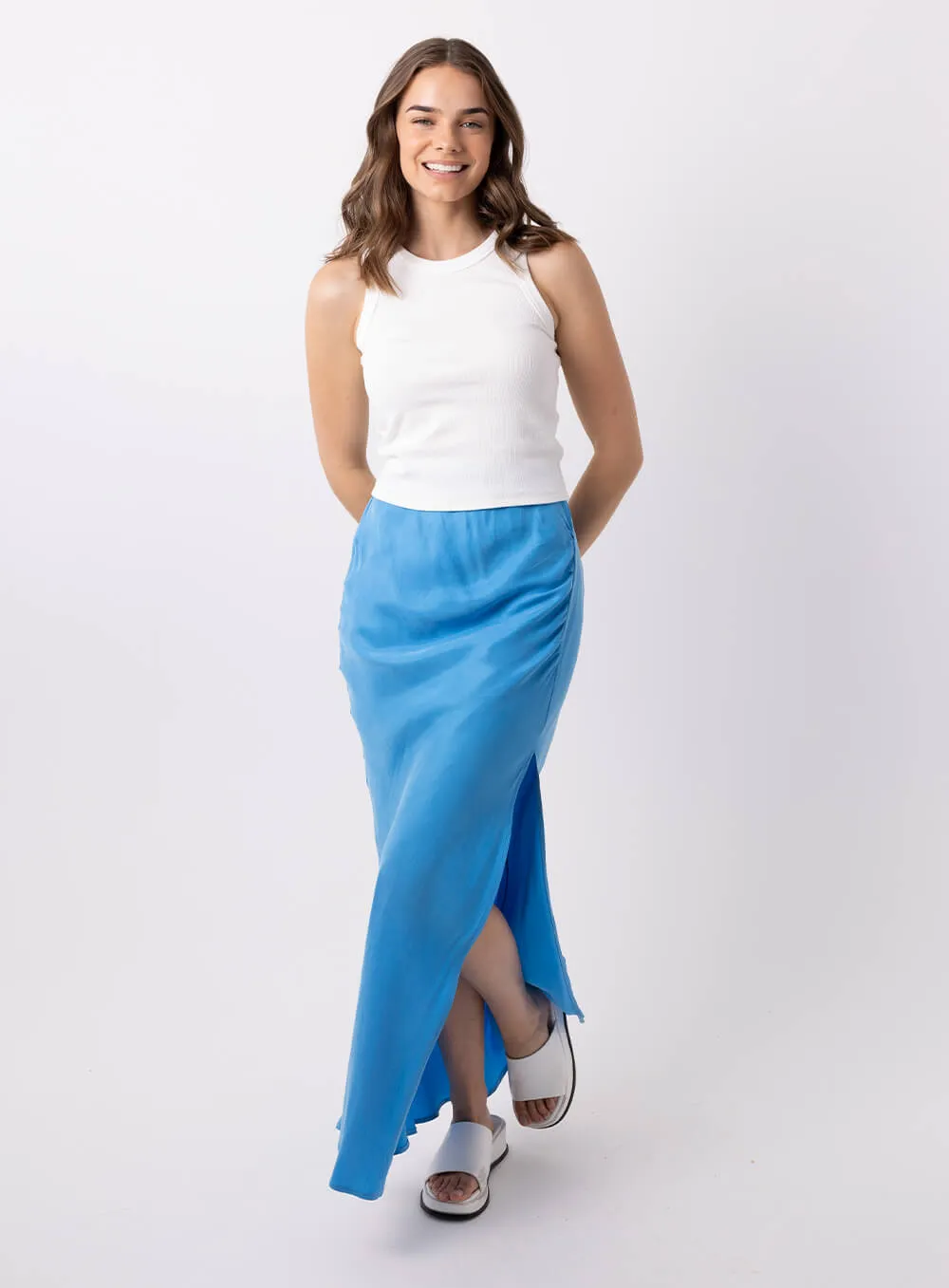 Allira Cupro Skirt-BLUE