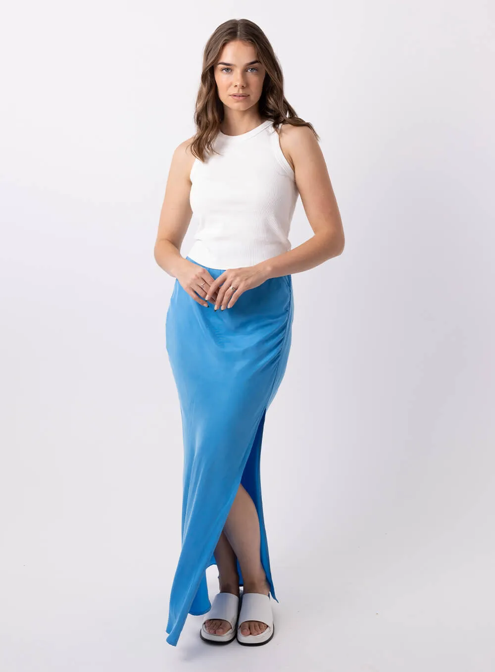 Allira Cupro Skirt-BLUE