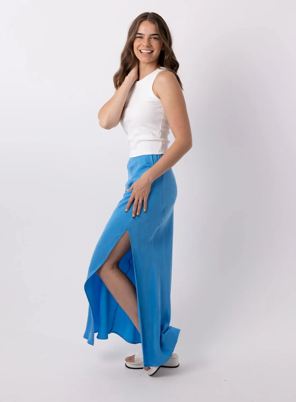 Allira Cupro Skirt-BLUE