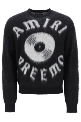 AMIRI Luxurious Black Mohair and Alpaca Blend Sweater with Preemo Motif