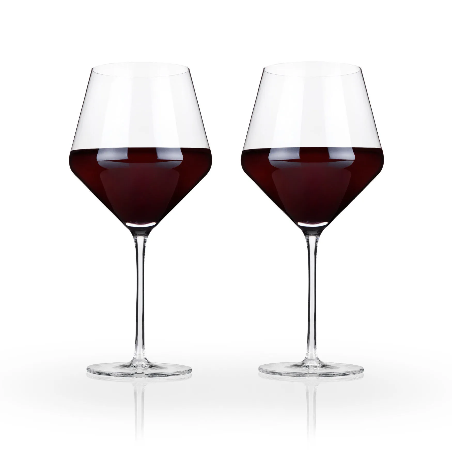 Angled Crystal Burgundy Glasses