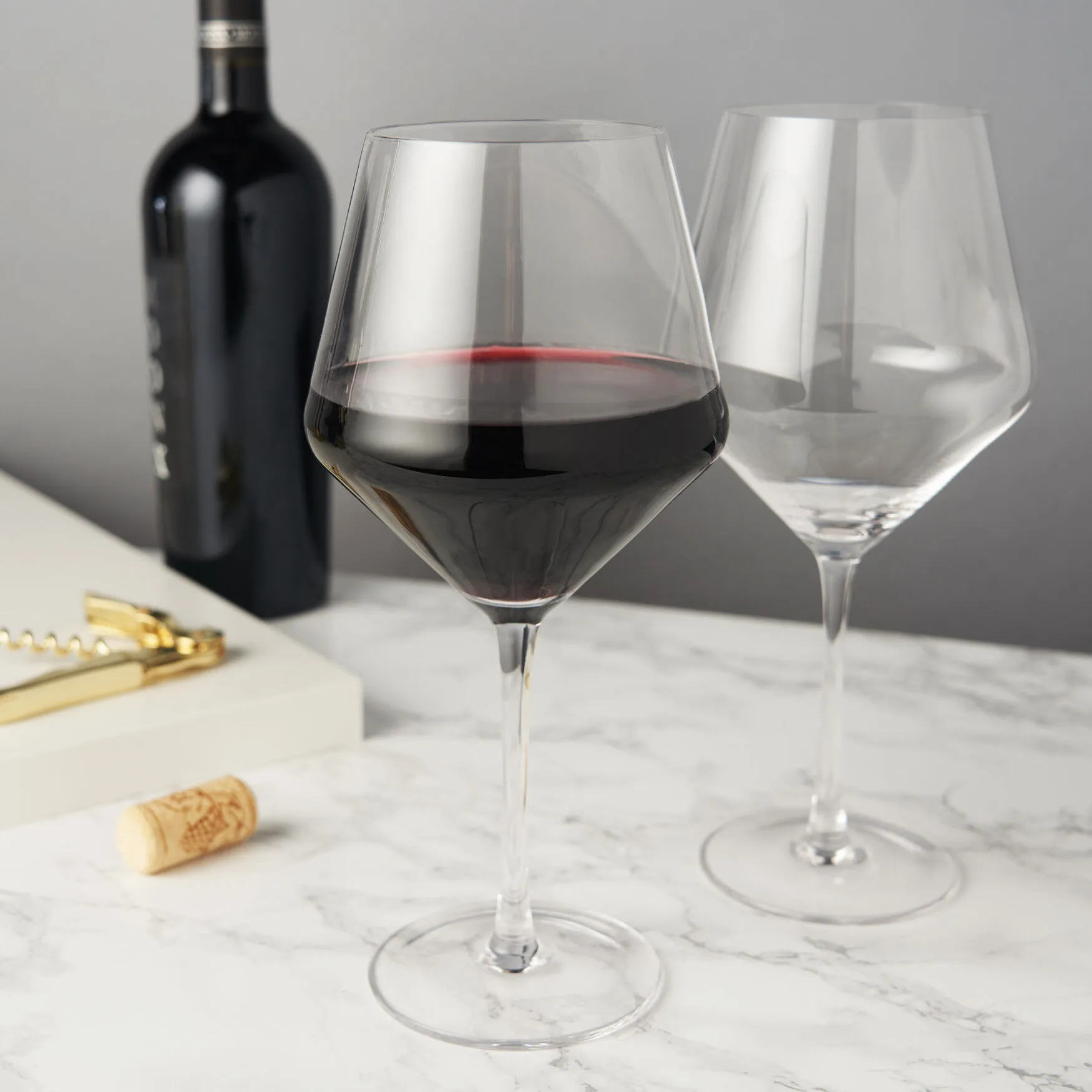 Angled Crystal Burgundy Glasses