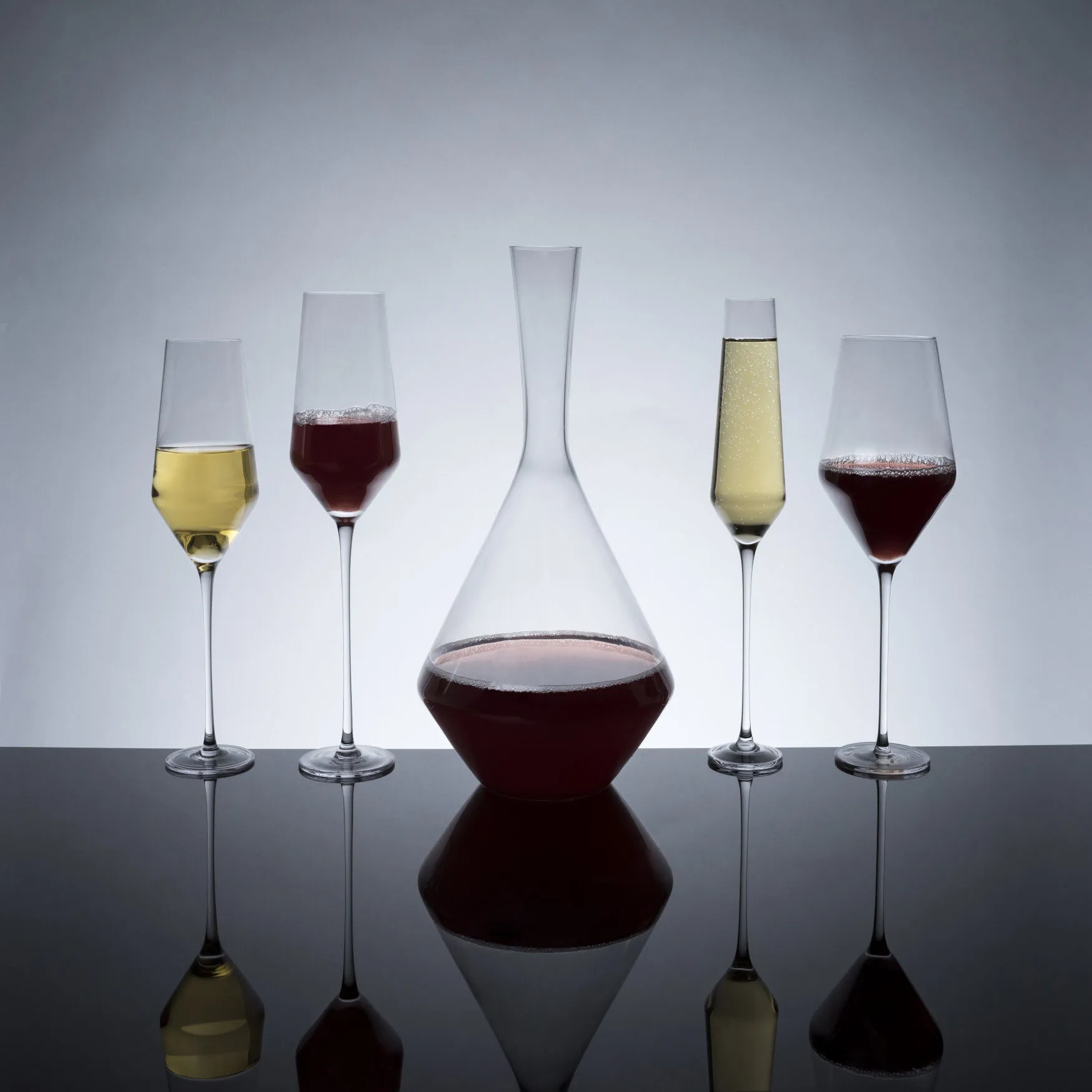 Angled Crystal Burgundy Glasses