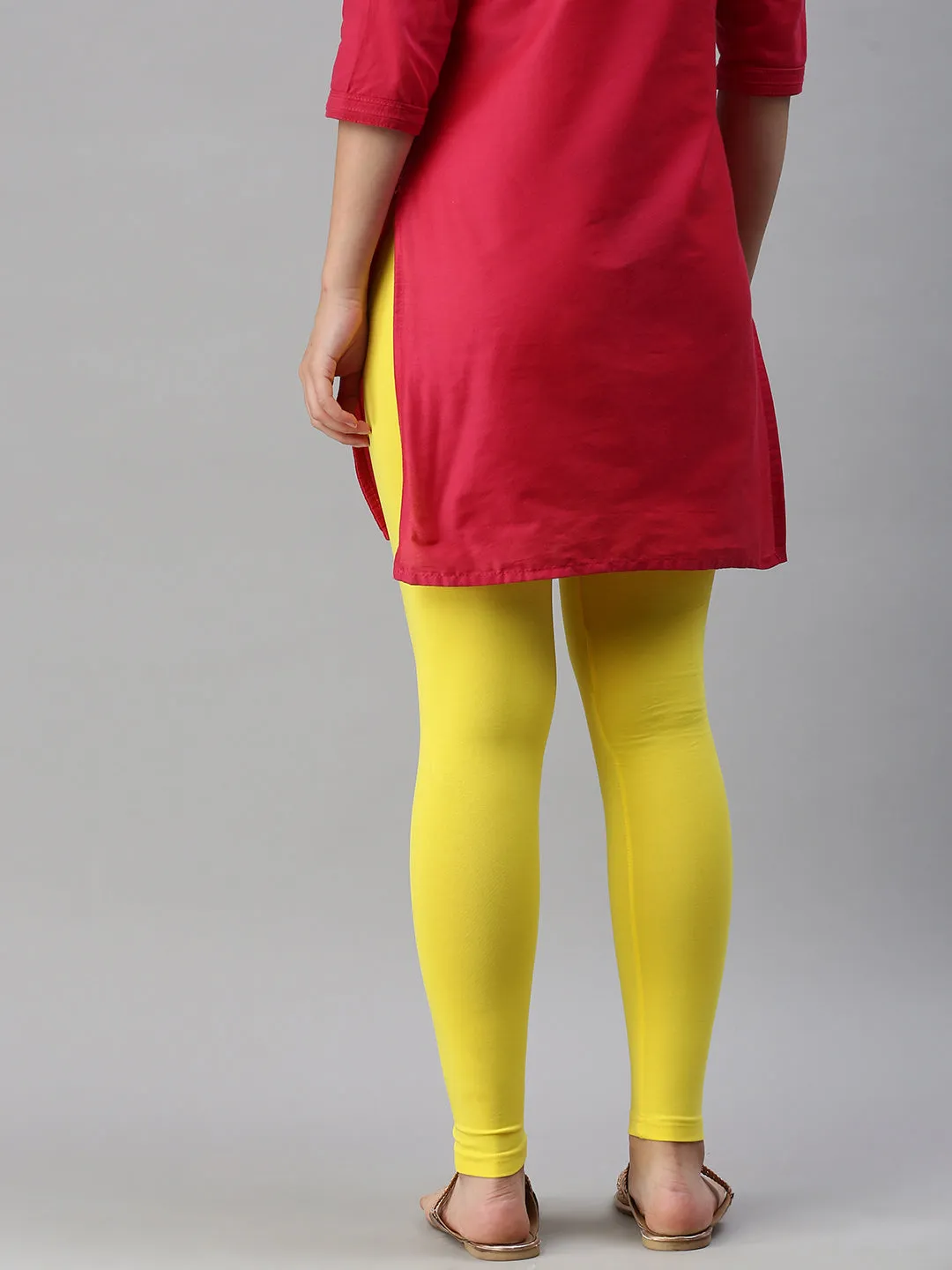 Ankle Length Leggings Cotton-Lemon Yellow