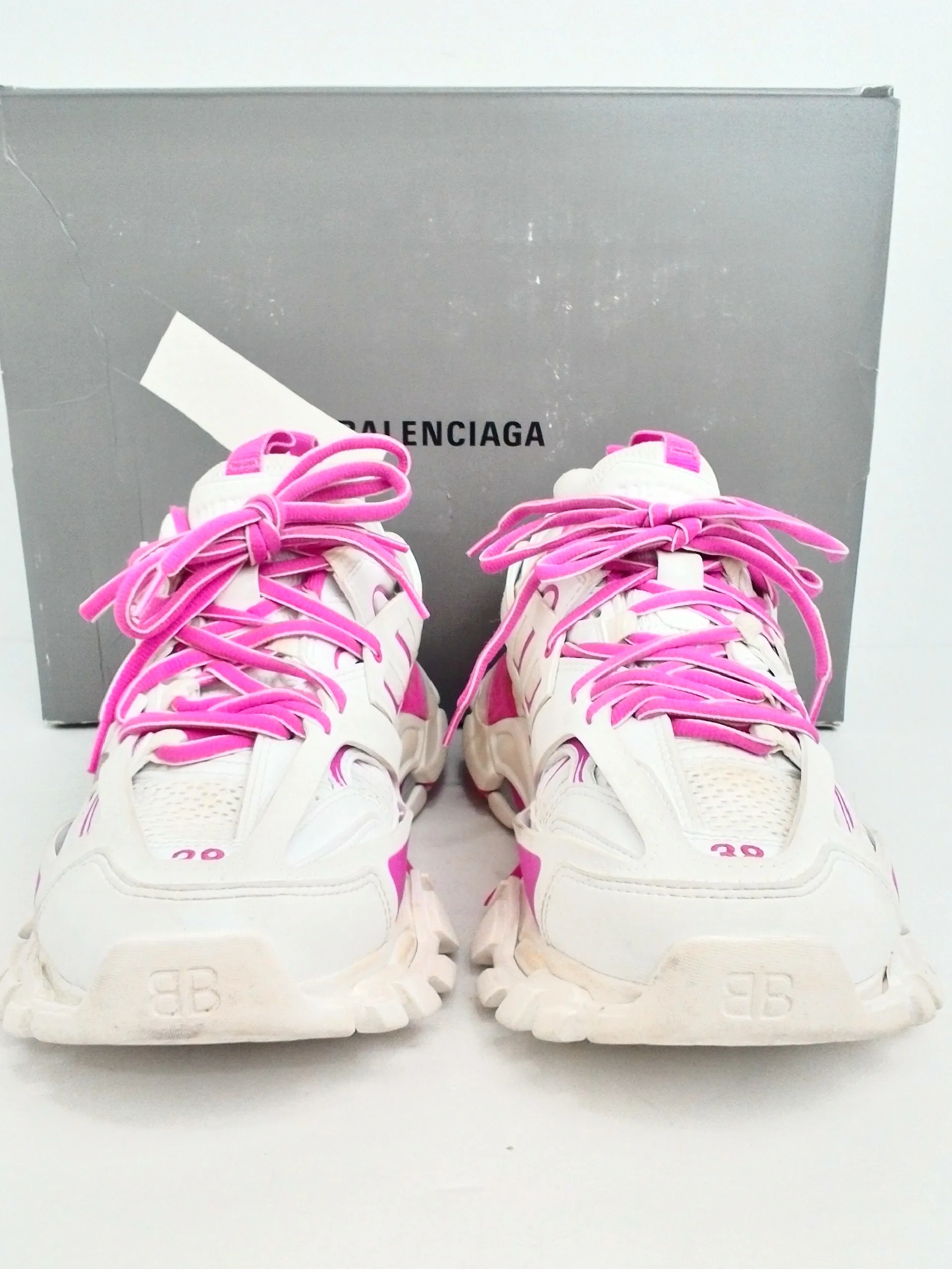 Balenciaga Women's Track Sneaker White Fluo Pink Size 38