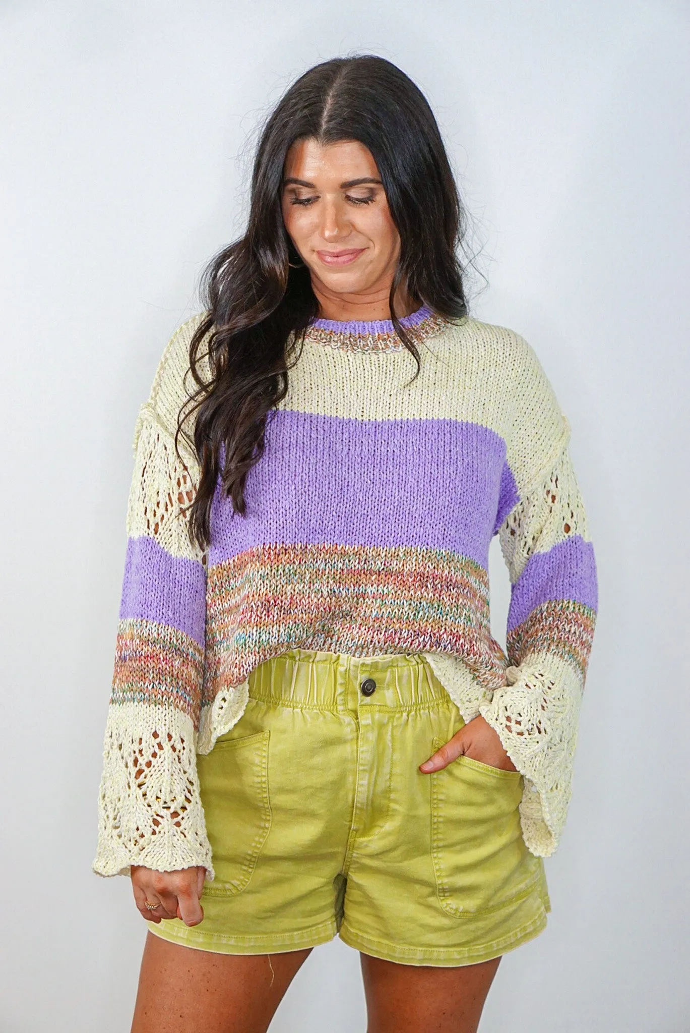 Beach Nights Lavender Colorblock Sweater