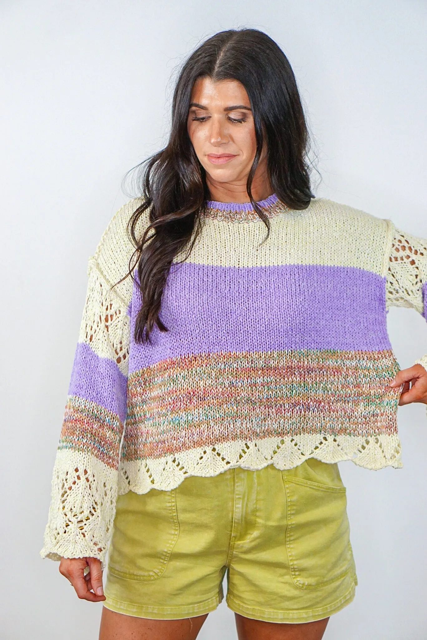 Beach Nights Lavender Colorblock Sweater