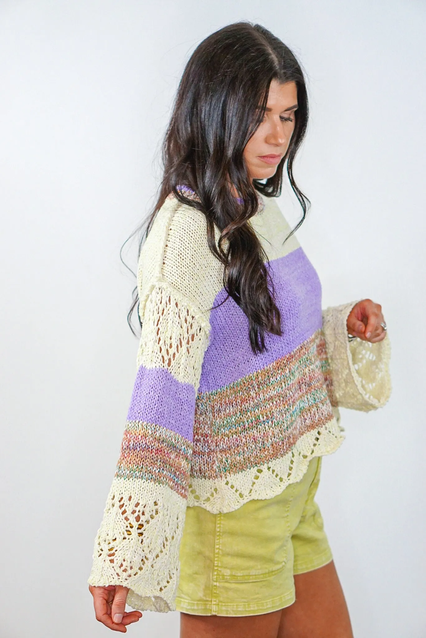 Beach Nights Lavender Colorblock Sweater