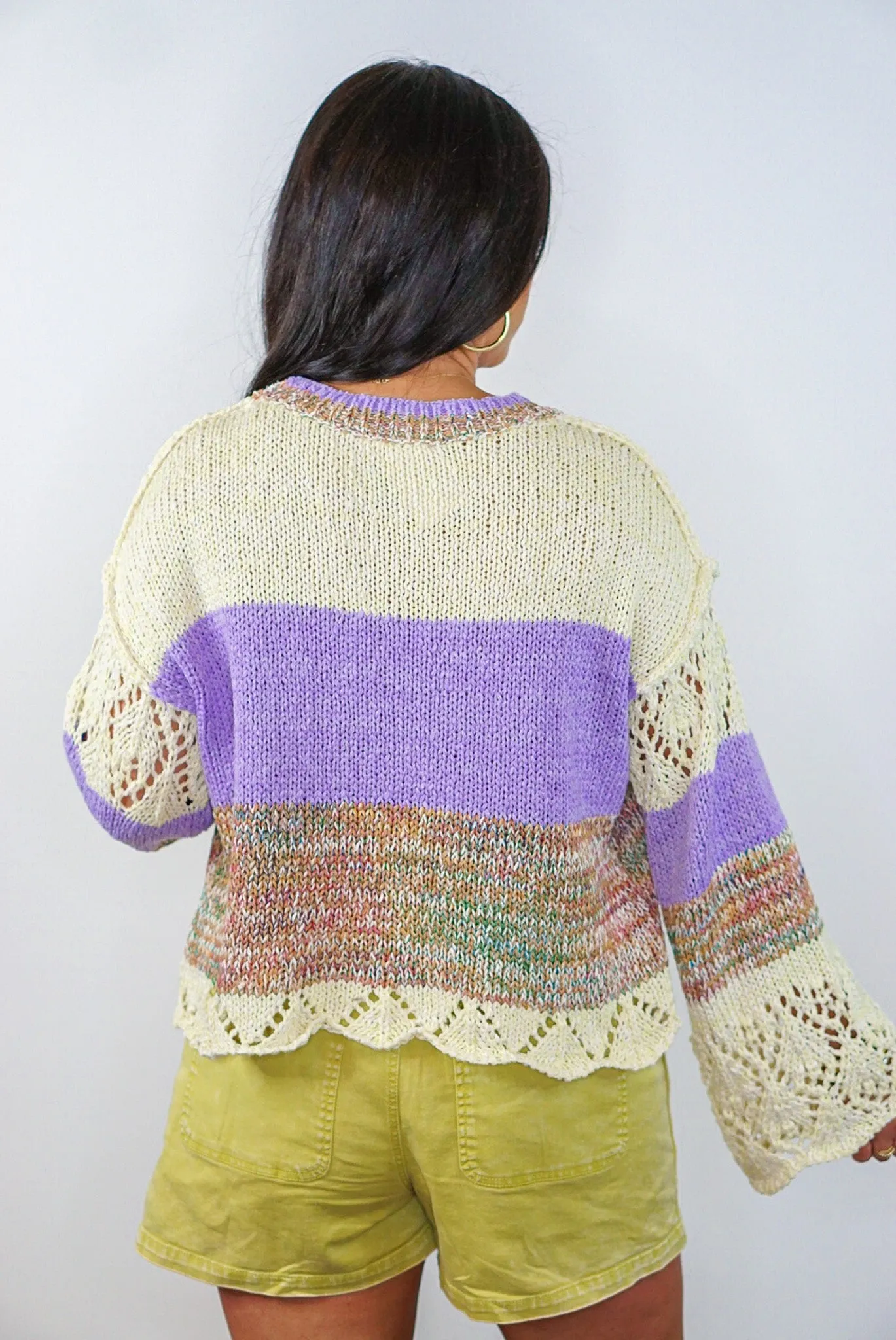 Beach Nights Lavender Colorblock Sweater