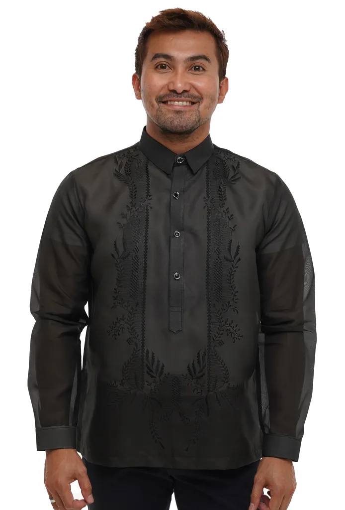 Black Premium Cocoon Groom Barong Tagalog Coat Black Premium Jusi Groomsmen Package GP02