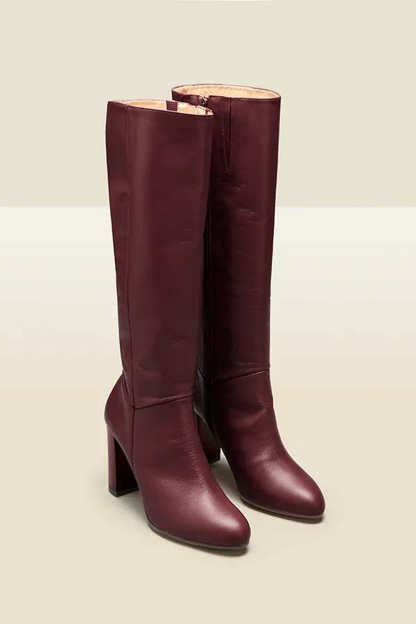 Blake Burgundy Leather Zip Knee High Boot