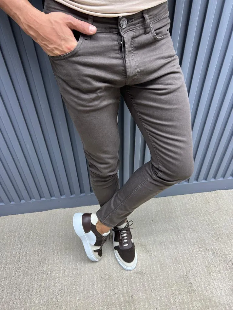 Brown Slim Fit Jeans for Men by GentWith.com