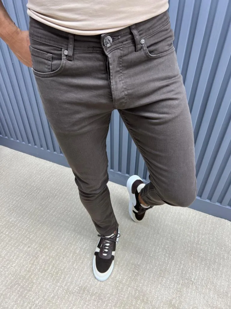 Brown Slim Fit Jeans for Men by GentWith.com