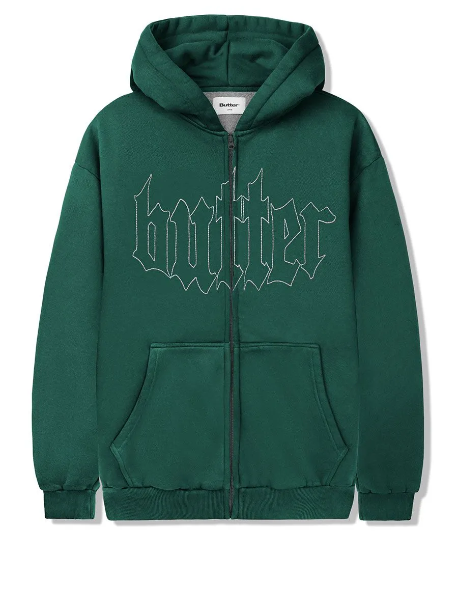 Butter Goods Cropped Zip-Thru Hoody - Washed Fern