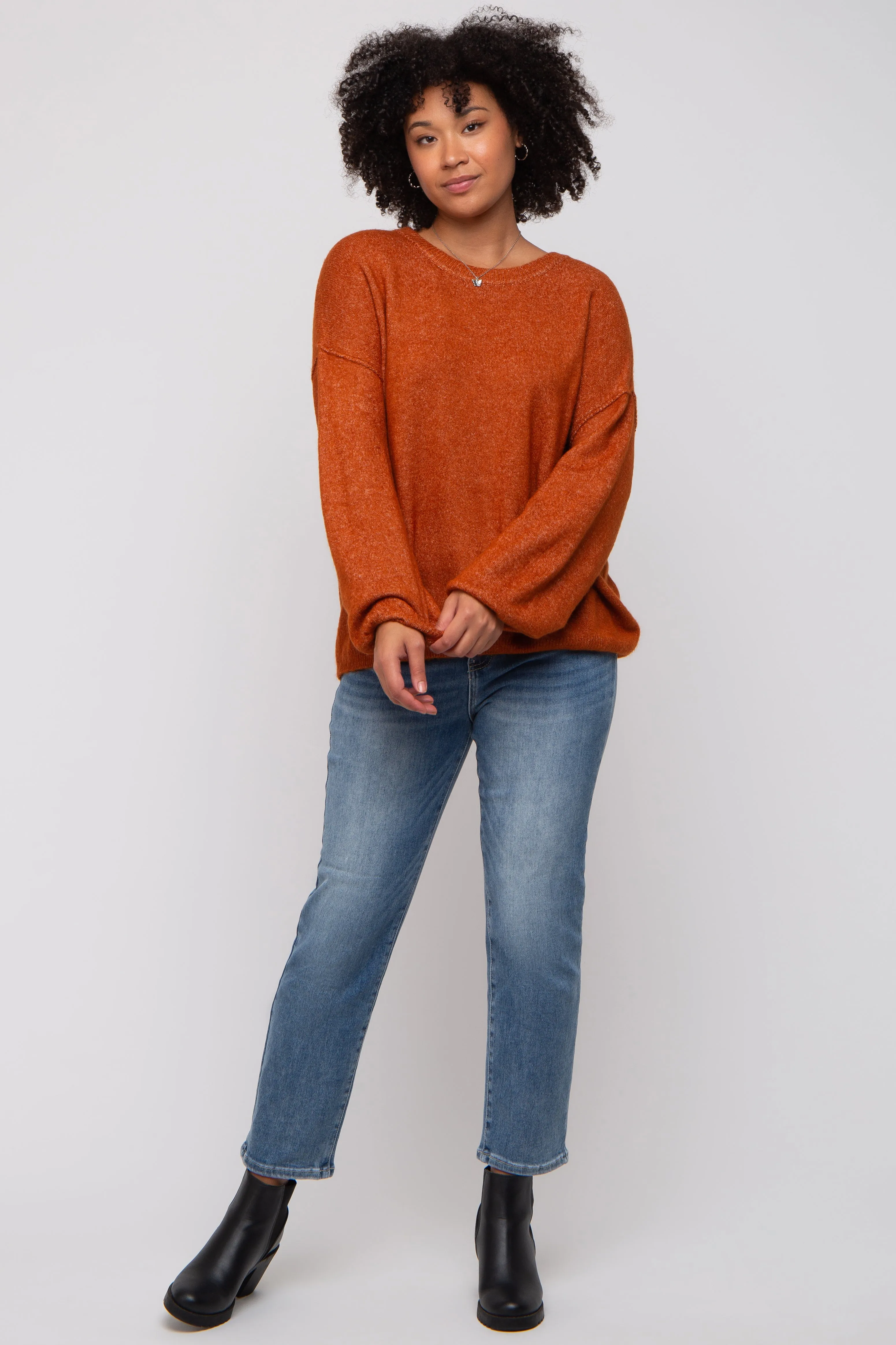 Camel Basic Drop Shoulder Sweater