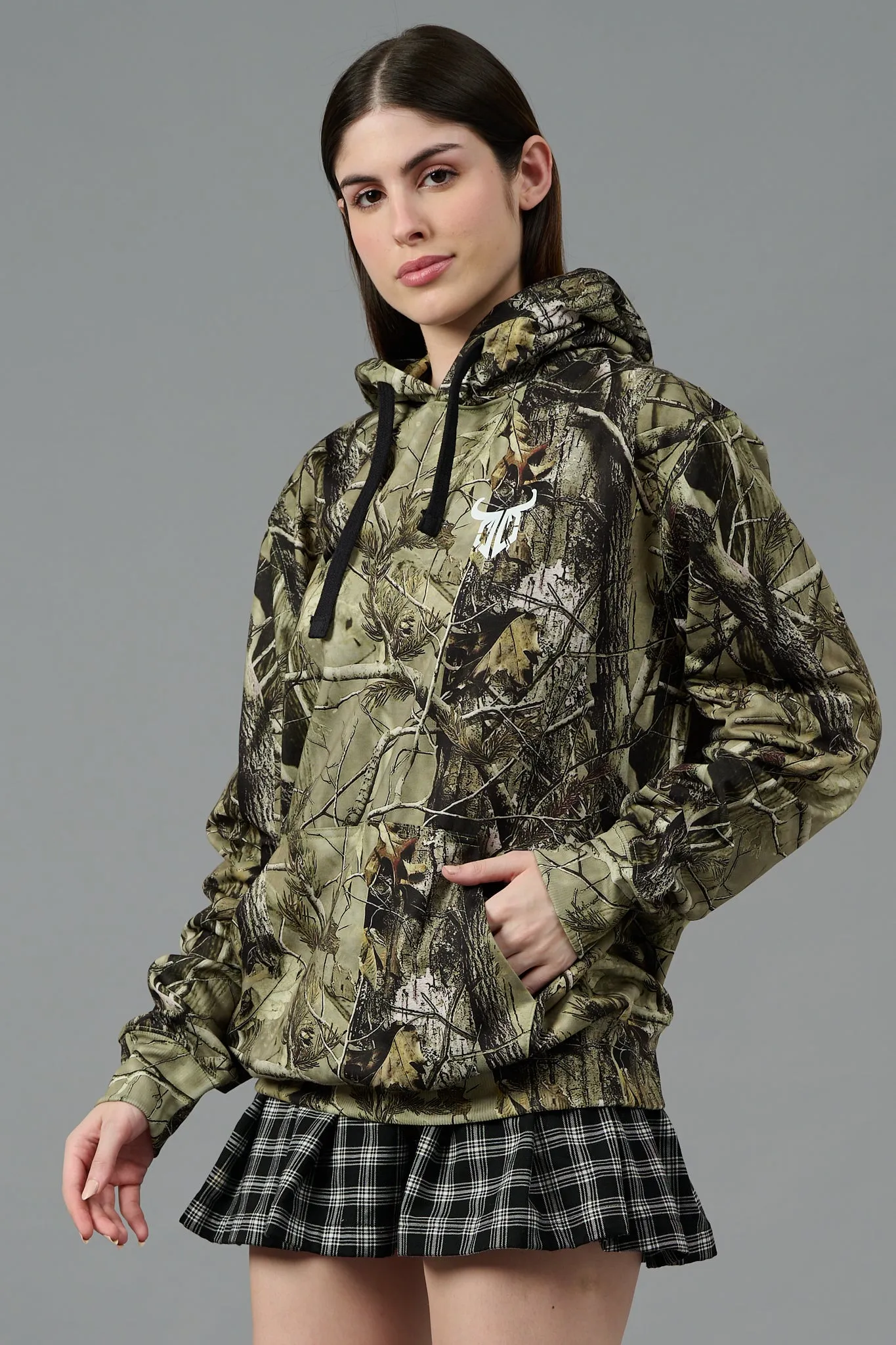 Camo Jungle Allover Print Green Hood for Women