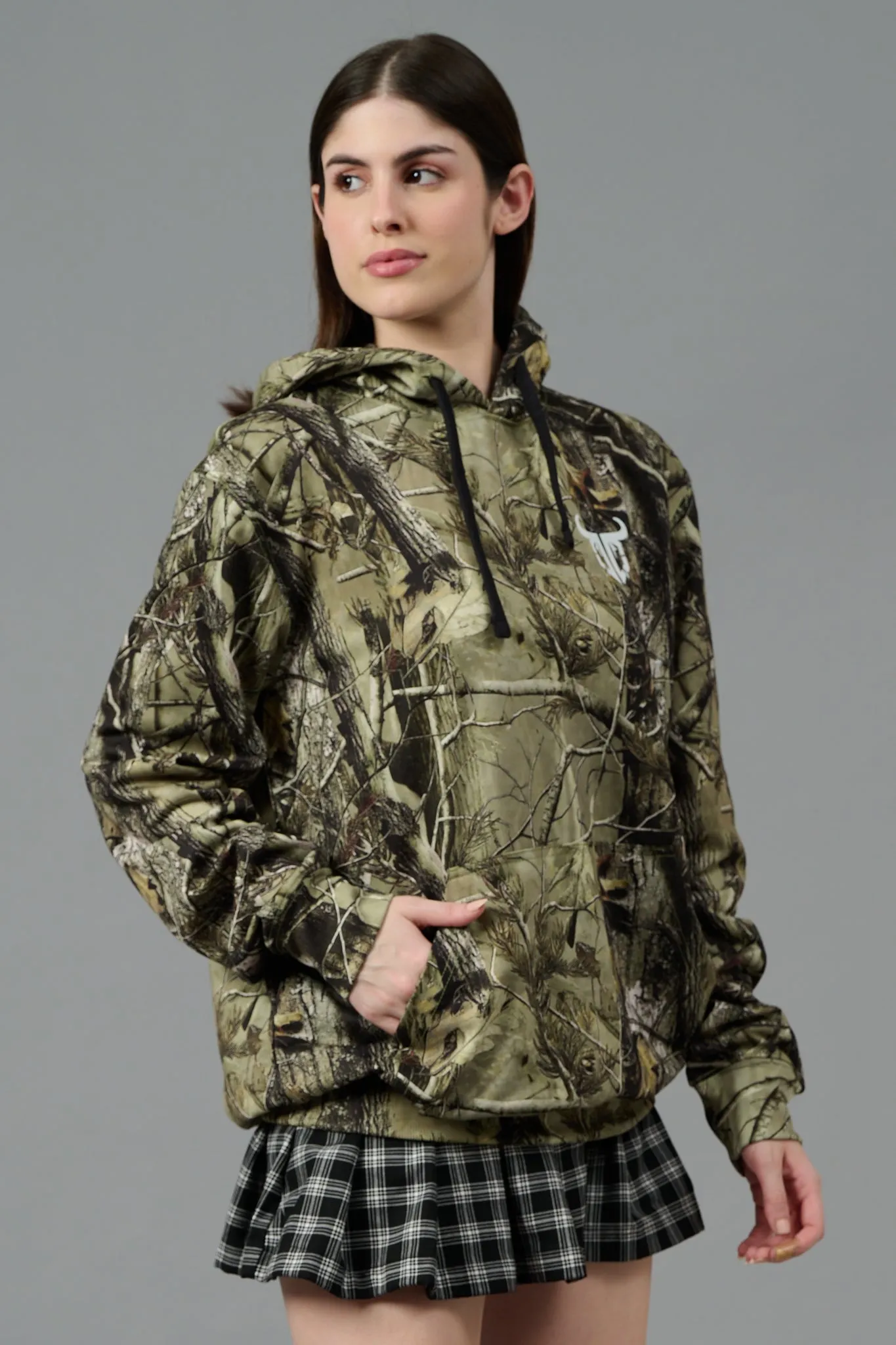 Camo Jungle Allover Print Green Hood for Women