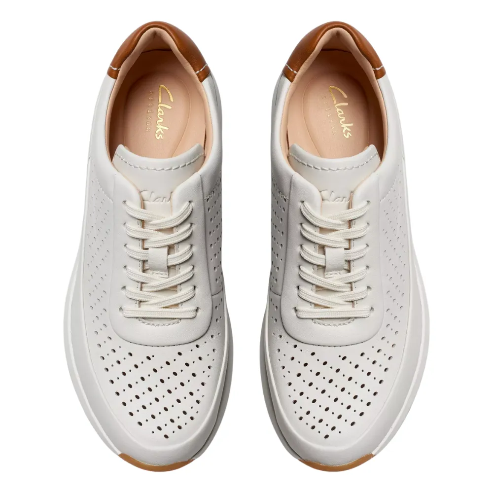 Clarks Tivoli Grace Off White Leather Sneaker (Women's)