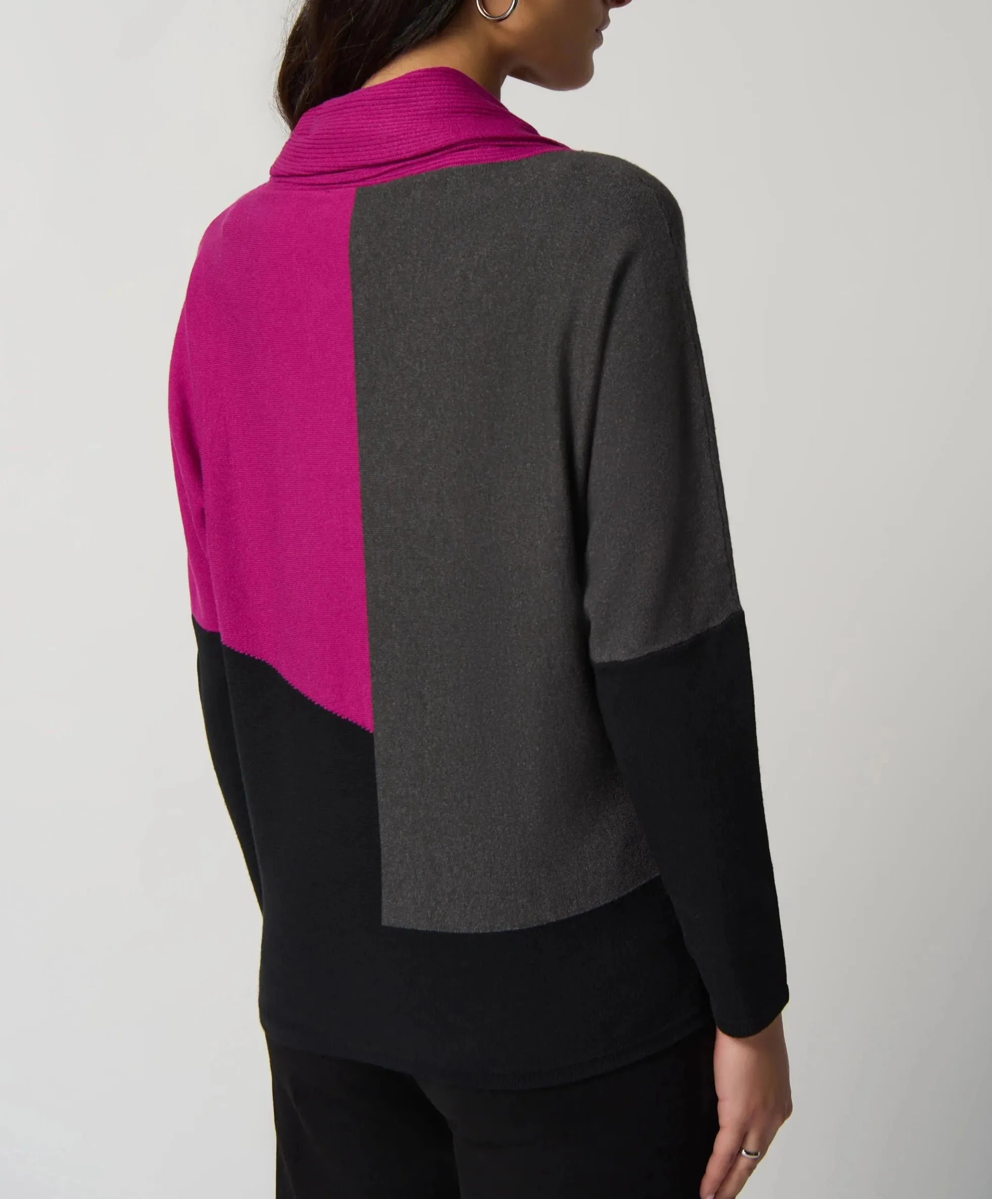 Color-Block Cowl Neck Sweater