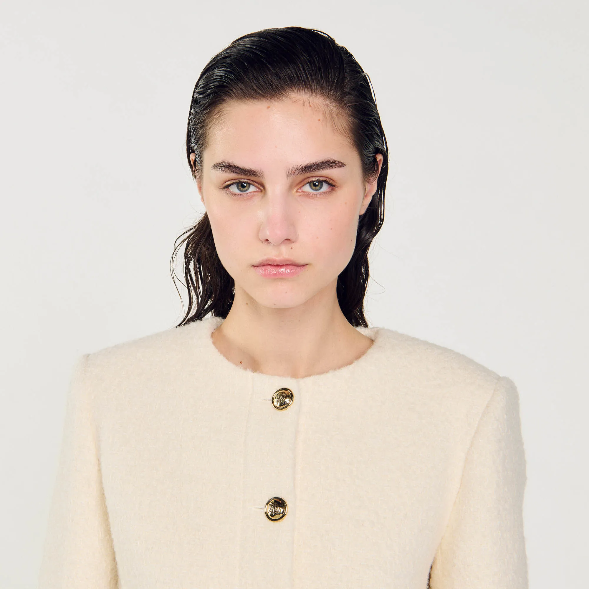 Cropped bouclé wool jacket