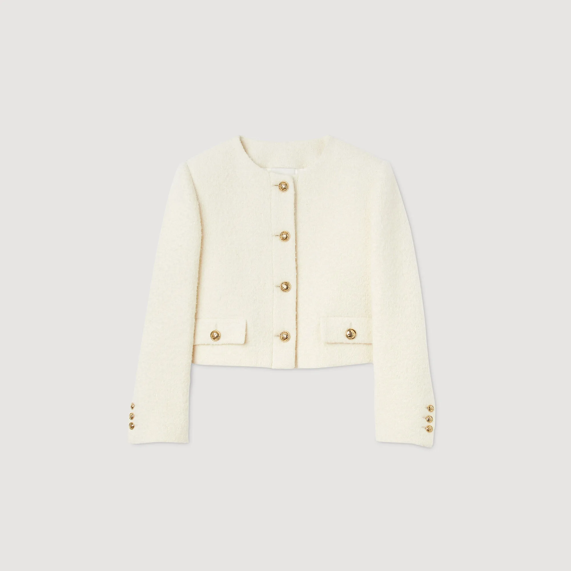 Cropped bouclé wool jacket