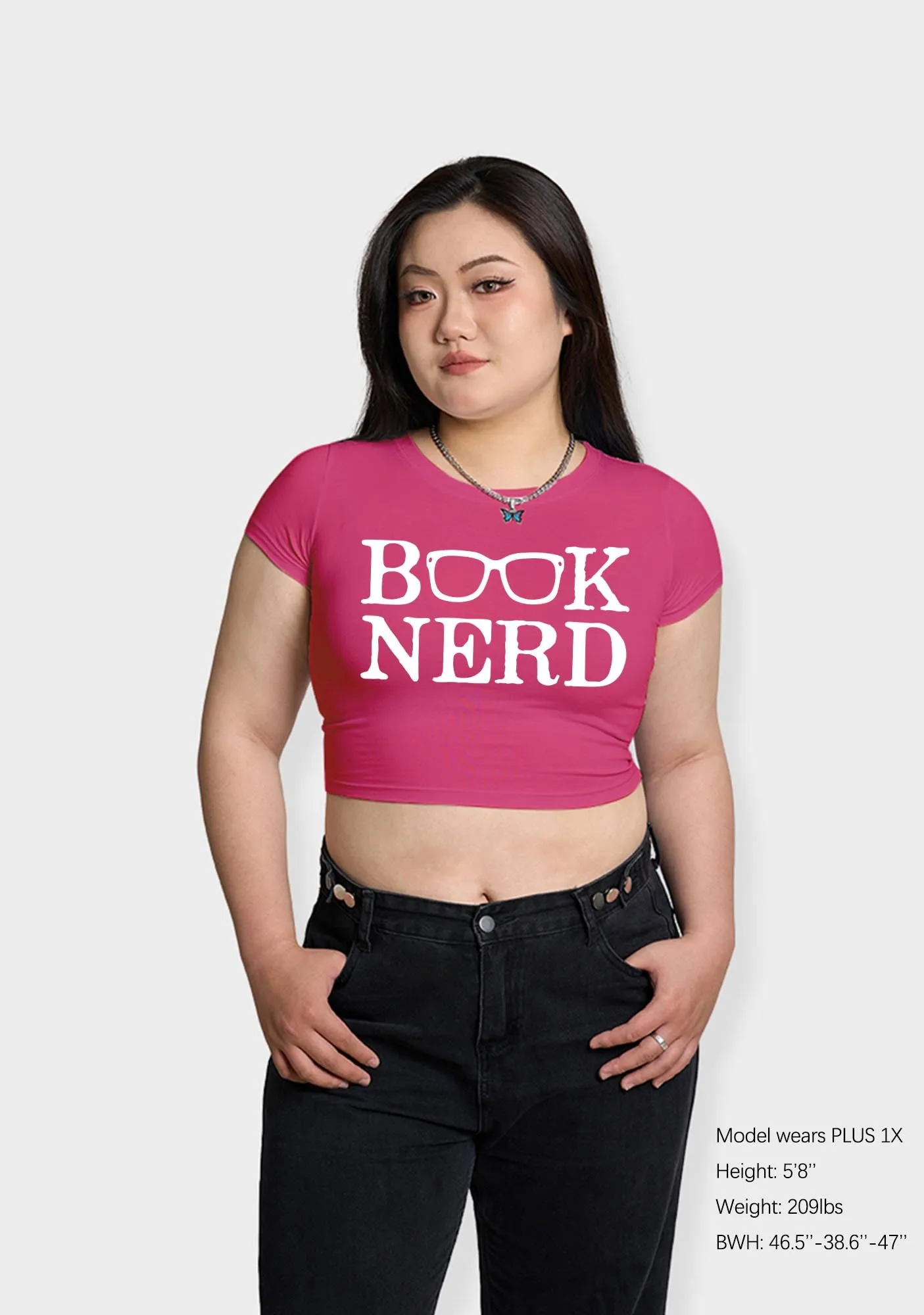 Curvy Book Nerd Glasses Baby Tee