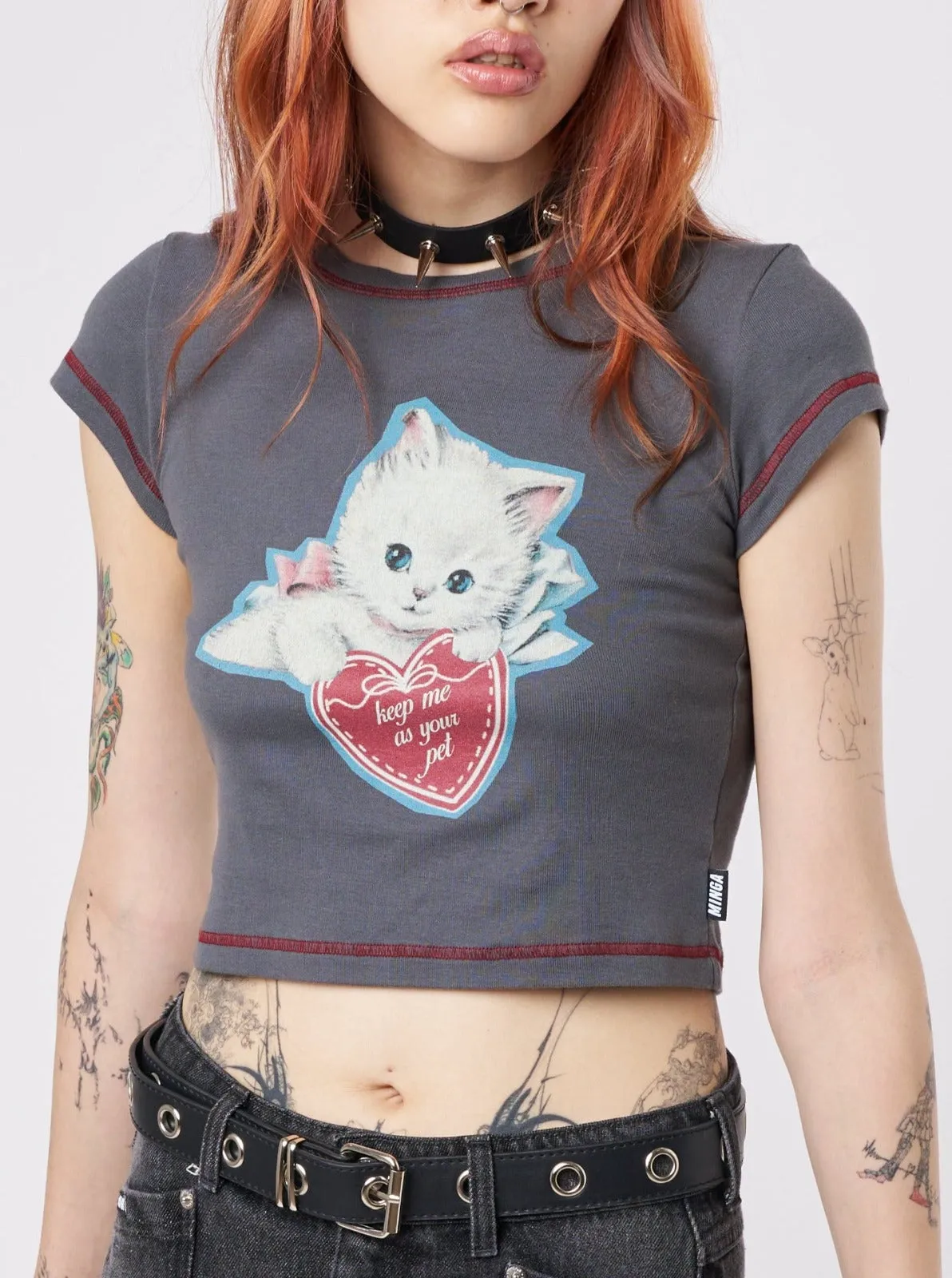 Cute Kitty Grey Baby Tee