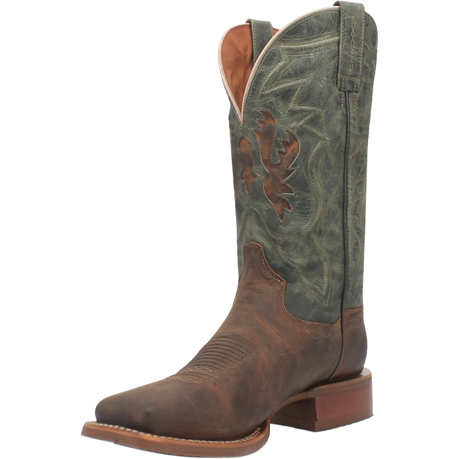 Dan Post Mens Jacob Tan/Turquoise Leather Cowboy Boots