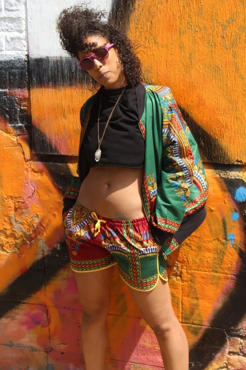 Dashiki Bomber Jacket in Green