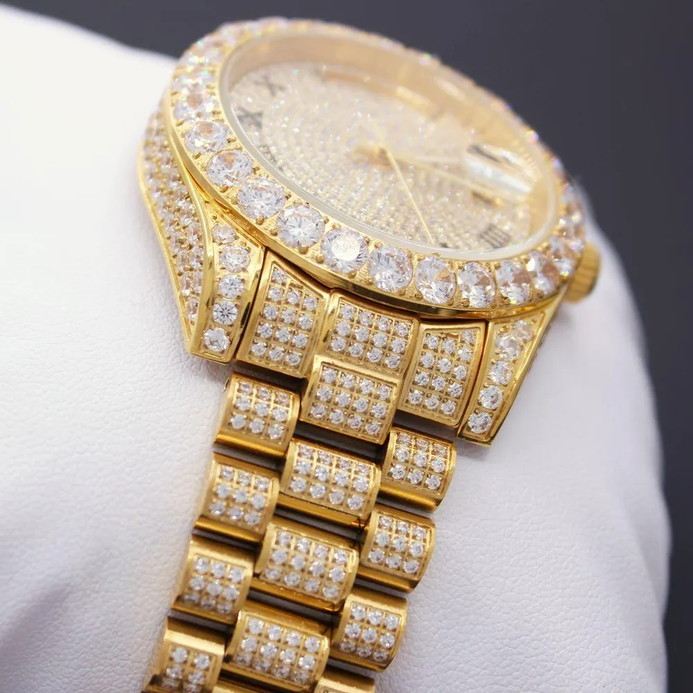 Date+Day Full CZ Big Bezel Bling Bling Dress Watch