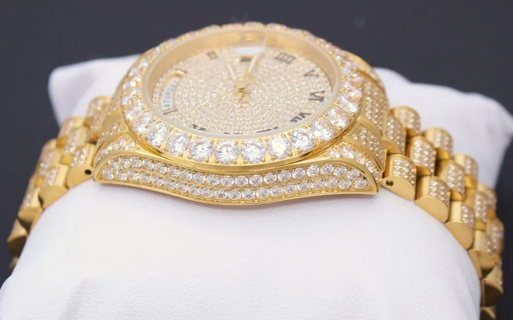 Date+Day Full CZ Big Bezel Bling Bling Dress Watch