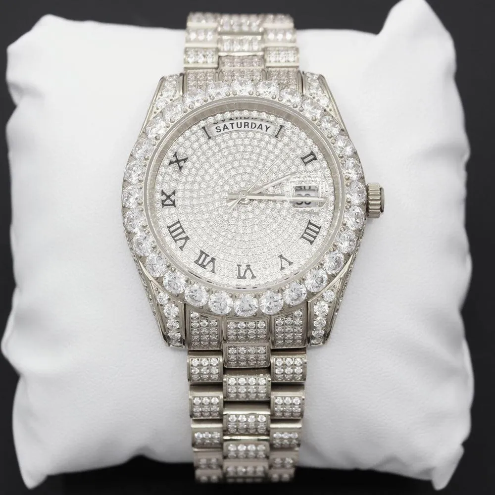 Date+Day Full CZ Big Bezel Bling Bling Dress Watch