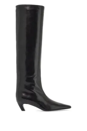 davis knee-high shiny leather boots F2001 712 L712 BLACK