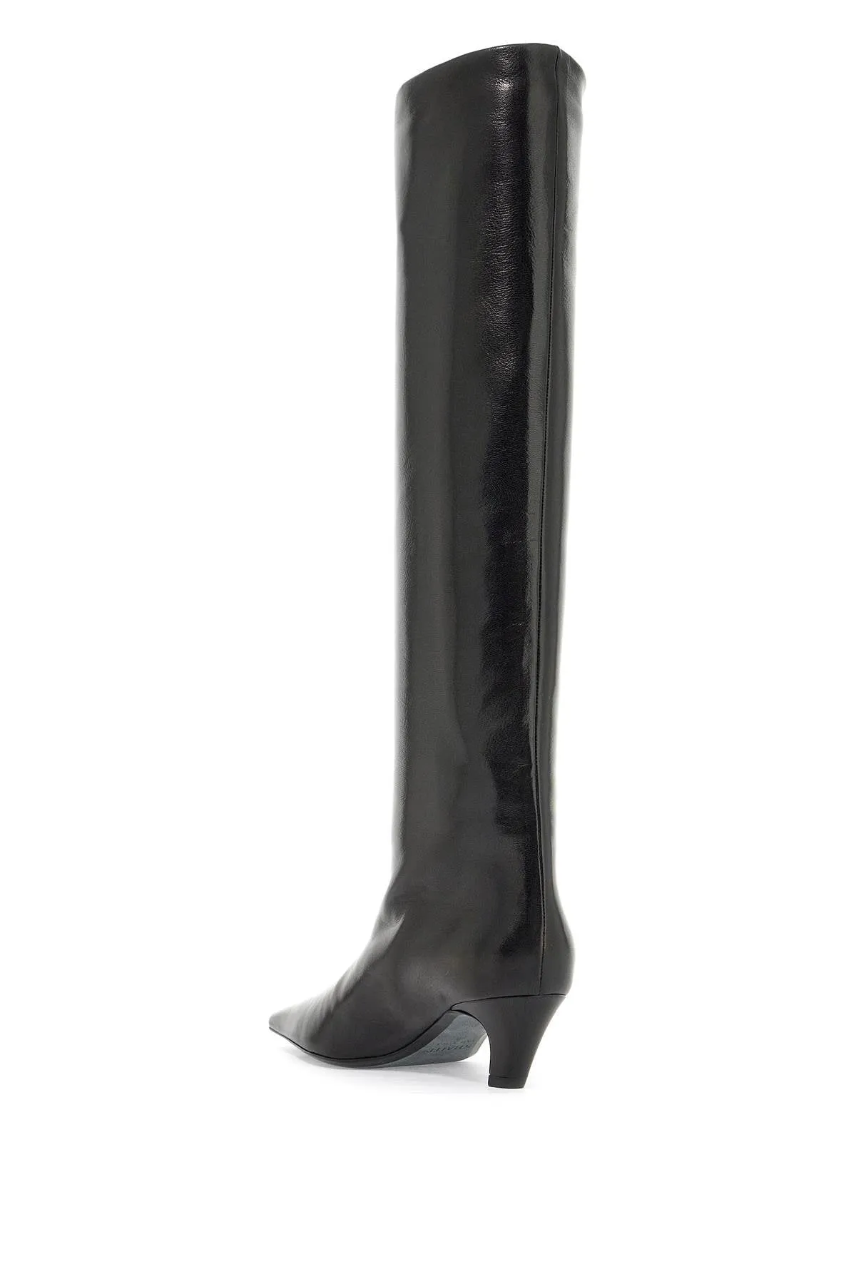 davis knee-high shiny leather boots F2001 712 L712 BLACK