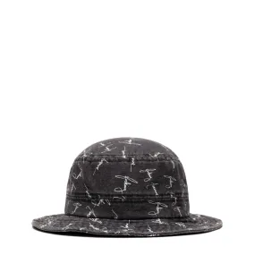 DENIM SCRIPT BUCKET HAT BLACK | Bodega