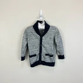 Early Days Gray and Navy Cardigan Sweater 6-9 Months