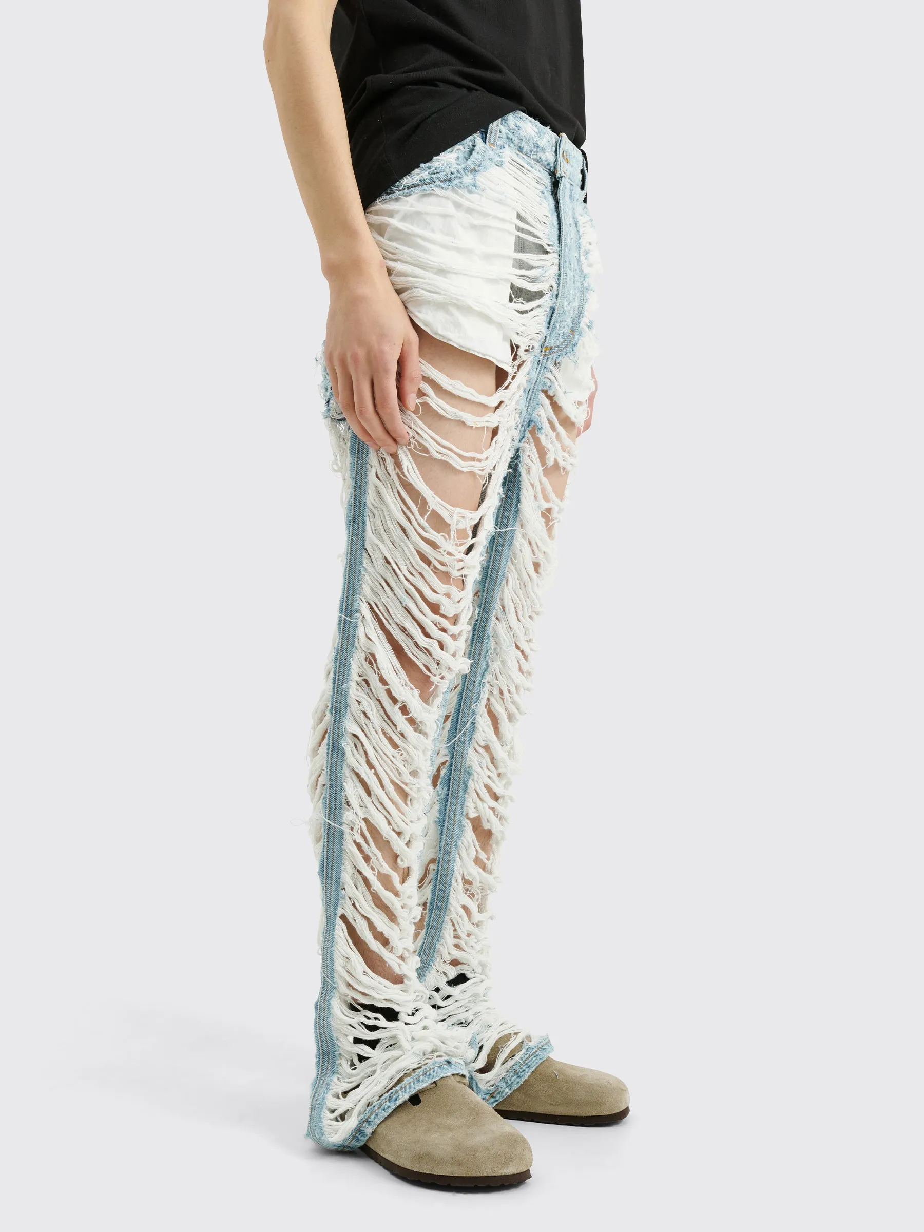 Eckhaus Latta Les Destroyed Jeans Bleach True Blue